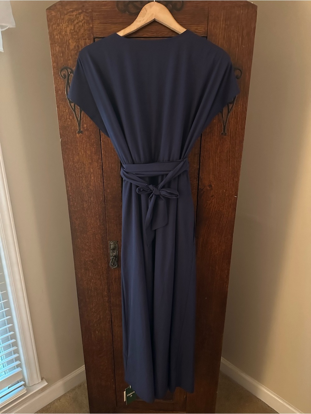 NWT Halara Breezeful V-Neck Navy Wrap-Style Midi Dress w/ Pockets Size XL - Picture 7 of 13